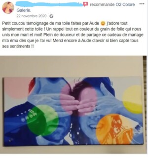 retour d'une commande O² O² artiste peintre réalise des commande
