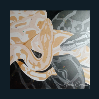 Œuvre vibratoire O² vous propose une peinture représentant deux serpents